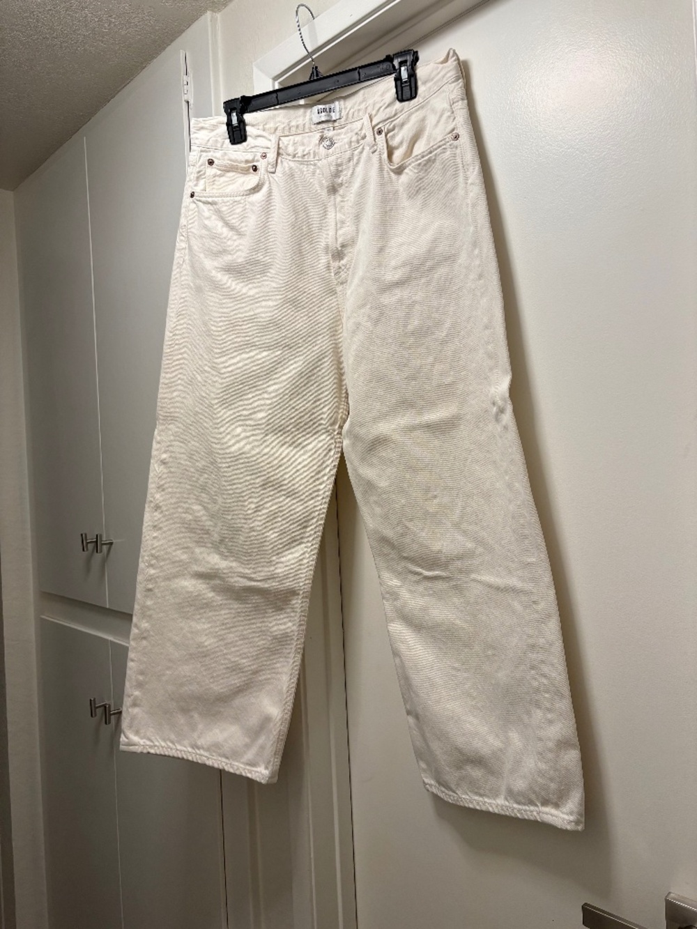 Agolde wide leg cream colored 100% cotton jeans - size 32